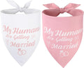 SZEE Bridal Shower Gifts for Bride, 2 Pack My Humans are Getting Married Dog Bandanas, Wedding or Engagement Gift for Couples, Dog Wedding Bandanas, Engagement Party Decorations (Pink & White, L)