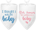 2 Packs Baby Announcement Dog Bandana Our Humans are Getting Us a Baby Gender Reveal Pet Dog Triangle Scarf Accessories Pregnancy Announcement for Small Medium Large Dogs Cats