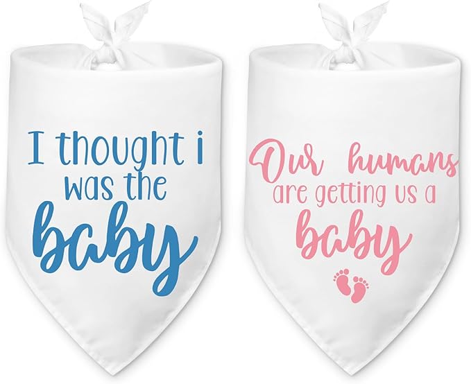 2 Packs Baby Announcement Dog Bandana Our Humans are Getting Us a Baby Gender Reveal Pet Dog Triangle Scarf Accessories Pregnancy Announcement for Small Medium Large Dogs Cats