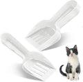 Bokon 6 Pack Disposable Cat Litter Scoop with Wide Slats Plastic Travel Kitty Poop Scooper for Cat Rescue Center Temporary Use When Traveling with Pets(White)