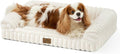 Cute Dog Bed for Small Dogs, Faux Rabbit Fur Orthopedic Foam Dog Bed with Sides, Removable Washable Cover & Waterproof Lining, Comfortable Pet Couch, Cream (30" L x 20" W x 6" Th)