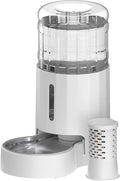 CZPET Automatic 4L Filter Dog and Cat Water Dispenser with Stainless Steel Bowl Gravity Waterer,Large Capacity and Drinking Area Noise-Free for Pets(White)