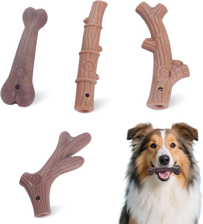 4 Pack Durable Dog Chew Toys for Aggressive Chewers-Puppy Teething Toys, Long-Lasting Dog Bones for Small & Medium Breeds-Indestructible Chew Toys for Dogs to Keep Them Busy & Support Dental Health