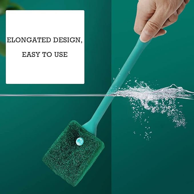 Aquarium Cleaning Brush - 2 PCS Fish Tank Cleaning Brush Double-Sided Sponge Brush Long Handle Fish Tank Scrubber for Aquariums and Home