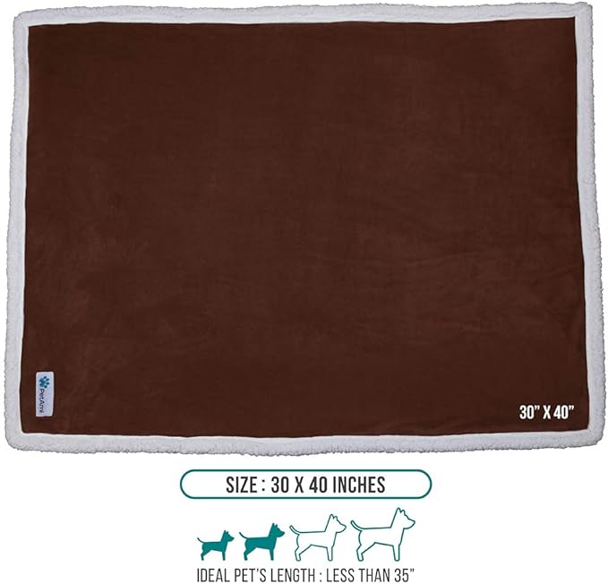 PetAmi Dog Blanket for Medium Large Dogs, Pet Bed Blanket Cat Puppy Kitten, Fleece Furniture Couch Cover Protector Sofa Car, Soft Sherpa Dog Throw Plush Reversible Washable, 40x60 Brown