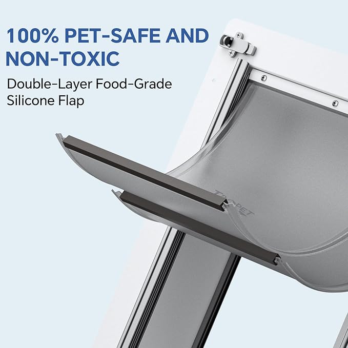 Dog Door for Wall Steel Frame, Telescoping Tunnel & Double Food-Grade Silicone Flaps Pet Door, Doggy Doors with Secure Lock (Pets Up to 40 lbs) - Medium