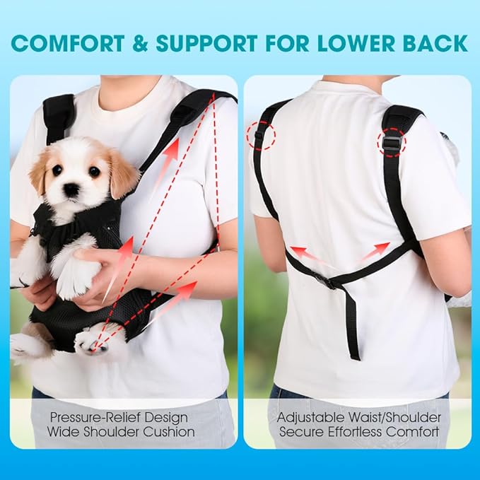 Mosago Dog Backpack Carrier, Adjustable Pet Front Carriers, Legs Out Carrying Sling Travel Bag for Small Medium Dogs 2.5-4 Lbs, Soft Wearable Puppy Chest Carry Backpacks for Walking/Hiking/Camping