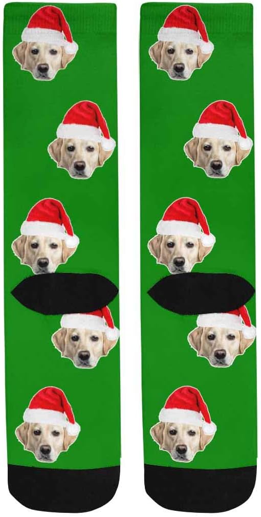 Custom Face Socks, Personalized Dog Lover Pet Photo Picture on Socks Unisex Athletic Crew Socks for Men Women
