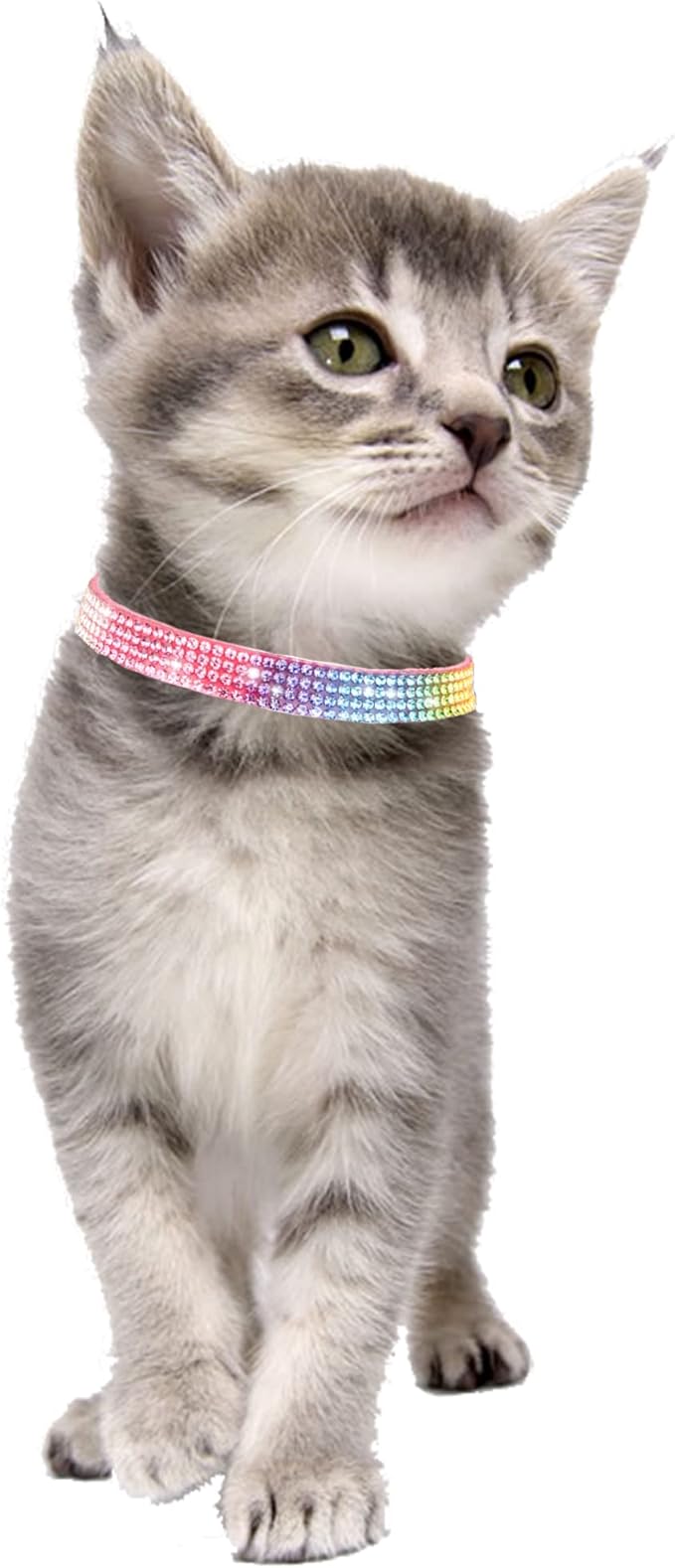 Solmoony Breakaway Cat Collars with Bell,Adjustable Safe Kitten Collar,Cat Collars for Girl Cats with Rhinestone Soft Velvet (Pink1)