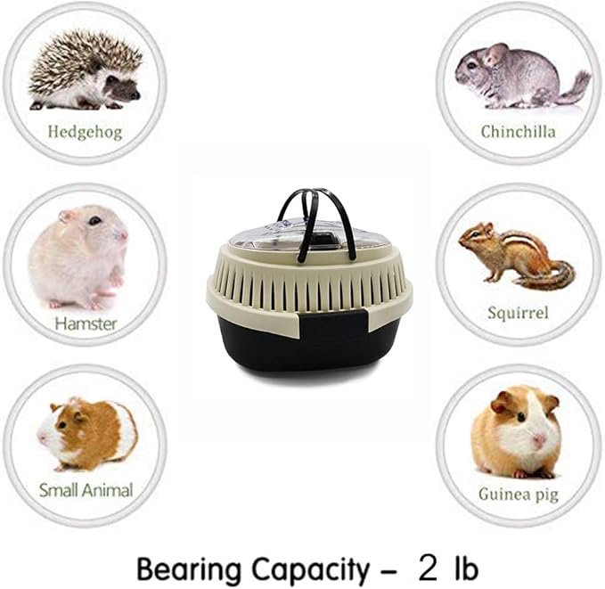 Black Travel Small Animals Hamster Hedgehog Guinea Pig Cage Carrier for Hamsters Hedgehogs Ferret Bird Parrot Guinea Pig Travel Carrier Cage with Handle Breathable Small Animal Guinea Pig Cage Carrier