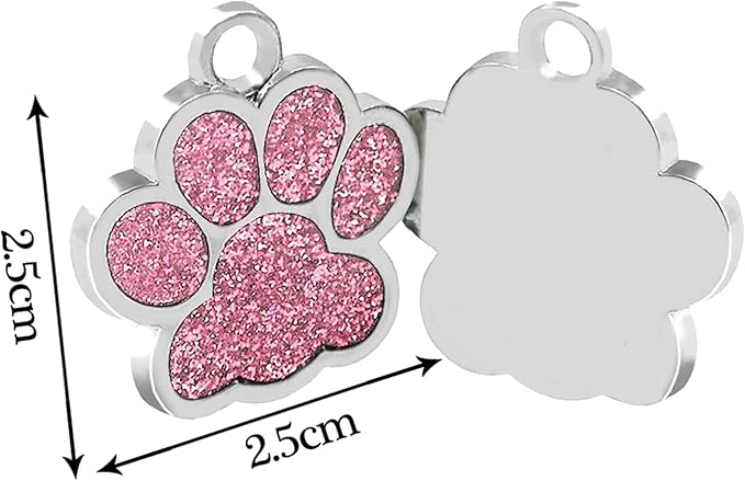 EDSG Cat Dog Tags Personalized for Pets, Dog Name Tags Cat Name ID Tag, Engraved Dog Tags Dog ID Tags Small Glitter Bling ID Tag Paw Print for Cat Pet Dog Puppy(Blue,Design 4)