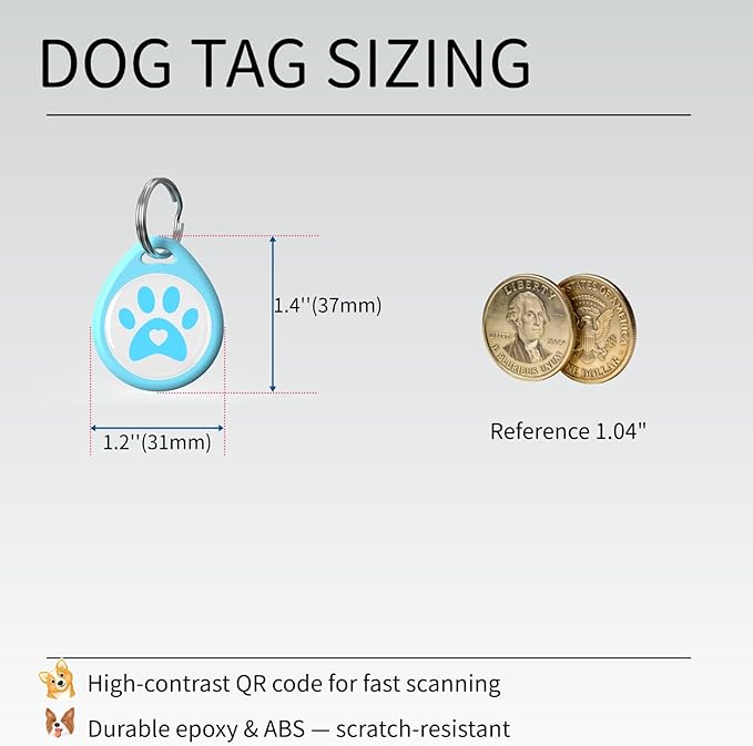 2 Pack-Custom pet Tags, Pet Id Tags for Dogs, Cat & Dog Collar Charm, Lightweight Sturdy Cute Cat Smart ID Tags, Personalized Dog Name Tags,Silent, Lightweight Durable,NO APP(Blue&Blue, 1.2")