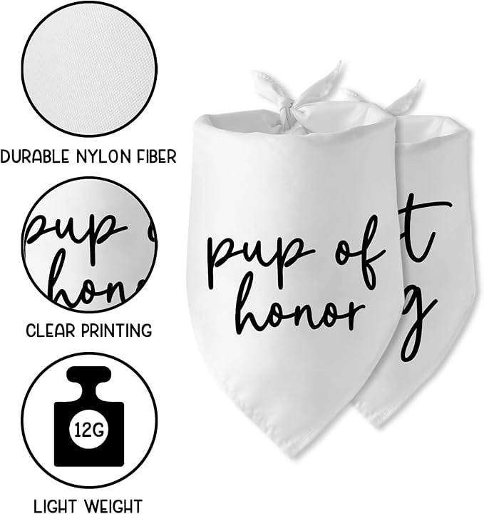 Wedding Gifts pup of Honor Best Dog Bandana Pet Scarf Wedding Photo Prop Pet Accessories for Dog Lovers Owner Gift Engagement Party Bridal Shower Decorations