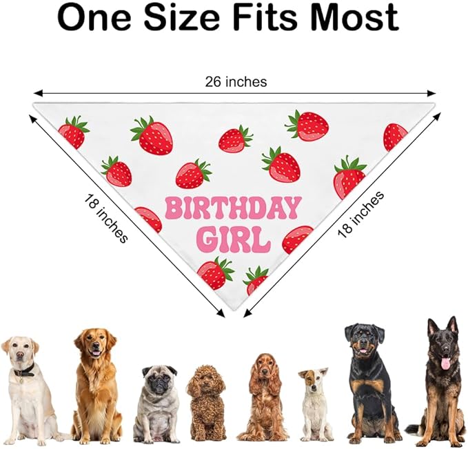 Birthday Girl White Dog Bandana, Cute Pet Scarf for Birthday Celebration, Puppy Costume Accessory Photo Prop for Festive Celebration Party Dinner, Heartwarming Gifts for New Dog Owner