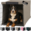 GORILLA GRIP Dog Crate Covers Compatible with Amazon Basics Dog Crates, All Sides Open, Privacy Cover Fits 48" Wire Kennel, Breathable Mesh Windows, Light Reducing Puppy Training Cage Topper, Taupe