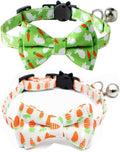 2-Pack Breakaway Cat Collars with Removable Double-Layer Bow Tie and Bell for Boy and Girl Cats,Safety Kitten Collars Suitable for Festivals and Daily. (Easter cat Collar style1)