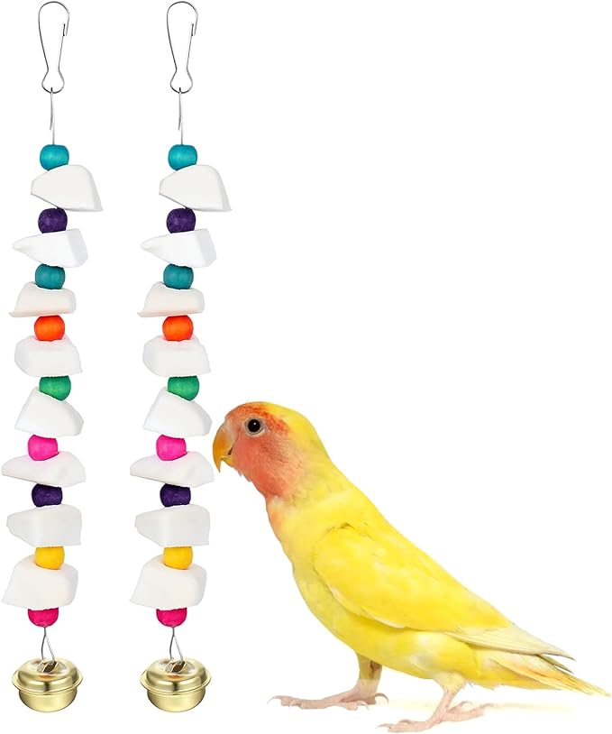 Lusofie 2 Pack Bird Beak Grinding Stone - Cockatiel Bird Toy with Cuttlebone and Beak Grinding Stone - Small to Medium Birds Cage Accessories for Parakeets Budgies Cockatiels Lovebirds Conures