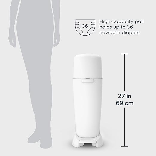 Diaper Genie Complete Pail (White) | Includes 3 Refills that hold up to 810 newborn-size diapers | Includes 1 Carbon Filter