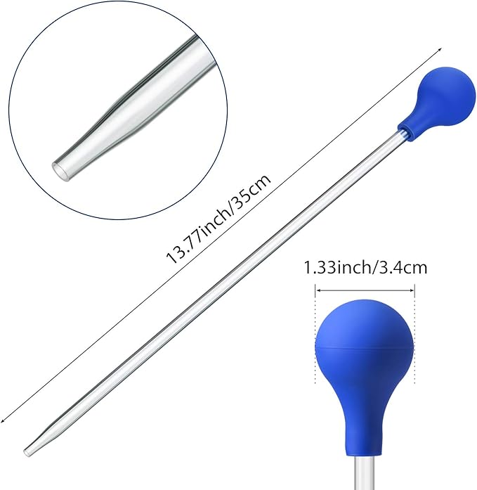 Boao 2 Sets Long Pipette for Fish Tank Coral Food Feeder Long Syringe Aquarium Coral Feeding Tube for Marine Fish Reef Aquatic Plant Spider Snake Lizard(Blue)