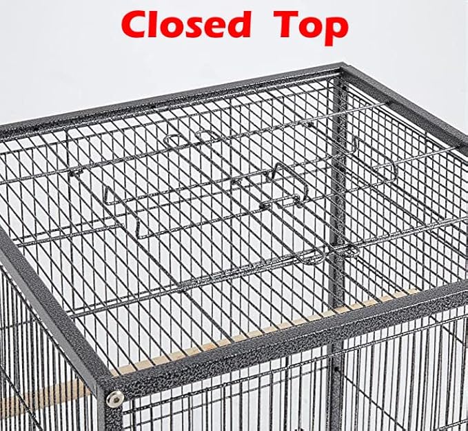 36-Inch Deluxe Sturdy Wrought Iron Bird Flight Open Play Top Cage with Rolling Stand for Parrots Conure Lovebird Cockatiel