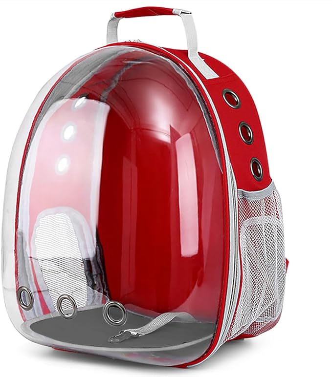Pet Backpack Carrier,Bubble Backpack Cat Carrier,Pets and Small Dogs,Space Capsule Pet Carrier for Traveling, Walking, Hiking and Outdoor Activities (Red)