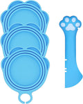Cat Food Can Spoon & 3 Pcs Can Lids | Cute Paw Shape Covers & Opener for Wet Food | Universal BPA Free Silicone for Cats and Dogs Food(Blue)