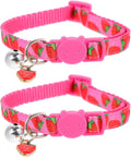 Mipcase Strawberry Printing Cat Collar with Bell Lightweight Adjustable Pet Collar for Festival Party Decoration
