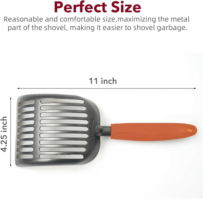 Cat Litter Scoop, Kitty Metal Scooper, Aluminum Alloy Sifter, Kitten Pooper Lifter, Deep Shovel, Long Handle, Poop Sifting, Durable, Heavy Duty, for Litter Box