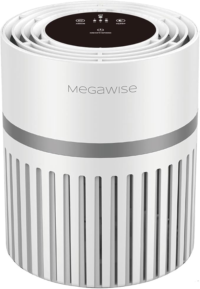 MEGAWISE Air Purifier for Large Rooms, Home, Pets, Bedrooms, Up To 1076 ft² H13 True HEPA Filter, 25db Filtration System Cleaner Odor Eliminators, Remove 99.97% Dust Smoke VOCs