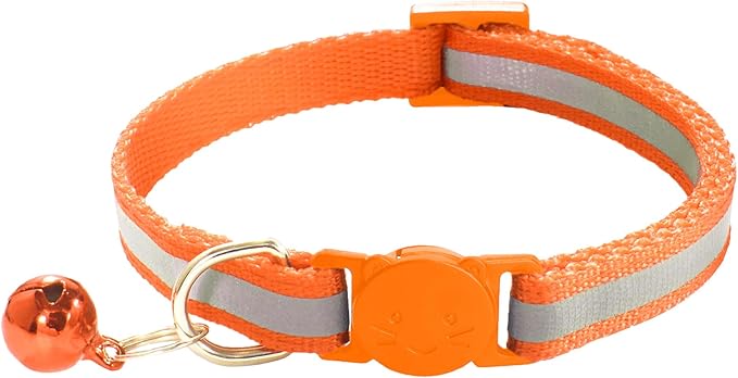 3 Pack Reflective and Breakaway with Bells of Cat Collar，Adjustable from 7.5 to 12.5 Inches, Ideal of Kitten Collar, Suitable for Girls and Boys (Orange/SkyBlue/Pink)