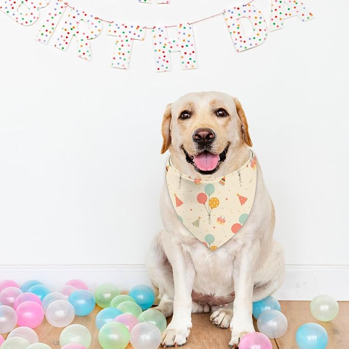 Happy Birthday Dog Bandanas, Double Sided Adjustable Birthday Party Pet Decorations 2 Pack Triangle Bibs Cat Scarf Set
