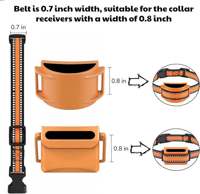 Dog Training Collar Replacement and Shock Collar Strap - 3/4 Inch Wide Adjustable Nylon Band with Reflective Replacement Strap for E Collar and Bark Collar (Orange)