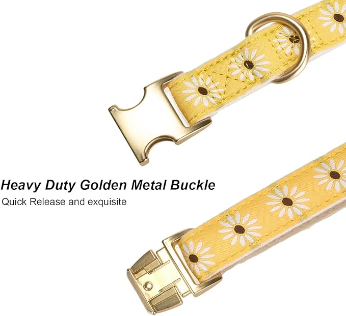 Woven Dog Collar with Metal Buckle Adjustable Jacquard Retro Dog Collars for Small Medium Large Dogs(Daisy,S)