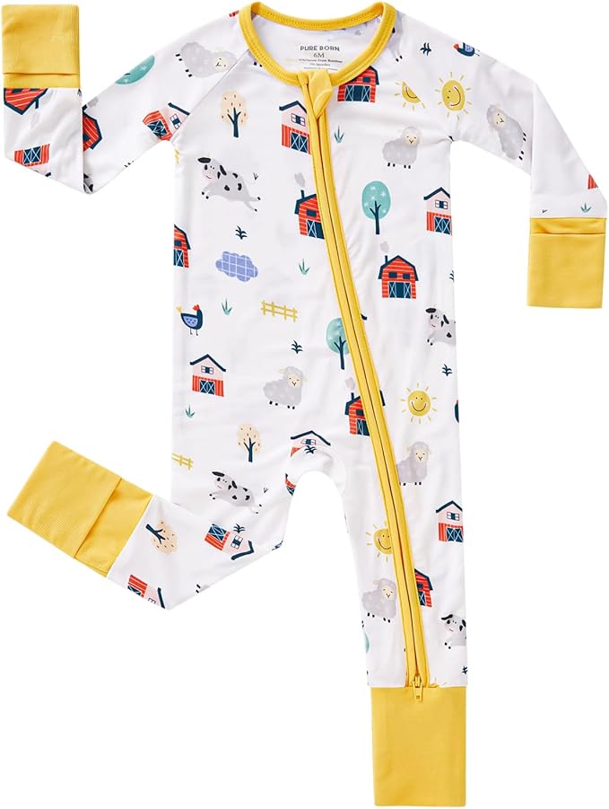pureborn Baby Infant Boys Girls Sleeper Snug Fit Viscose from Bamboo Pajamas Zipper Pjs 0-24 Months