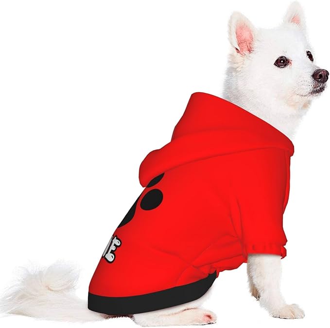 Custom Dog Hoodie Warm with Your Photo Text Logo Name Personalized Dog Clothes for Puppy Sweatshirt Hooded for Small Medium Large Dogs Girl/Boy Cats Red