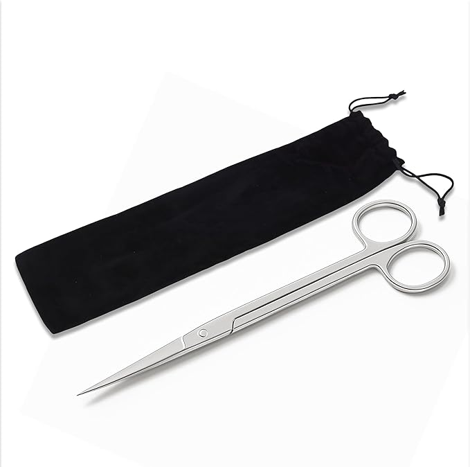 Mandala Crafts 10 Inches Silver Stainless Steel Straight Aquarium Scissors for Trimming Aquatic Plants – Long Aquascape Scissors for Fish Tanks, Hospital Tanks, Goldfish Bowls, and Terrariums