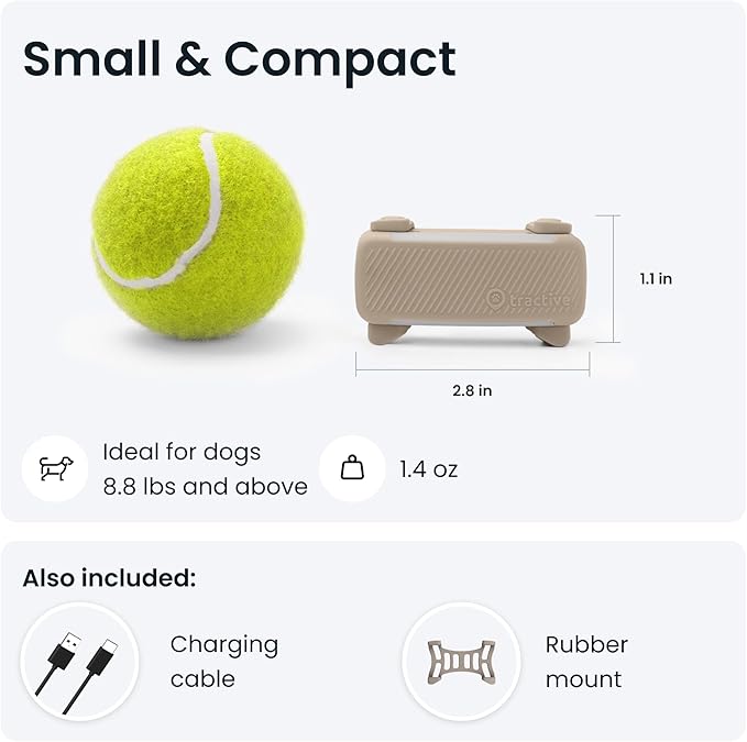 Tractive GPS Dog Tracker (2025 Release) Real-time Pet Location Tracker | Health & Wellness Alerts | Virtual Fence for Dogs | Bark Monitoring (Brown w/Olive Cover)