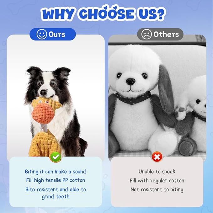 2025 New Dog Toys, Indestructible Plush Dog Toy, Dogs Toys for Aggressive Chewers, Dogs Squeaky Chew Toy for Indoor Pups Teething (Orange 1pcs)