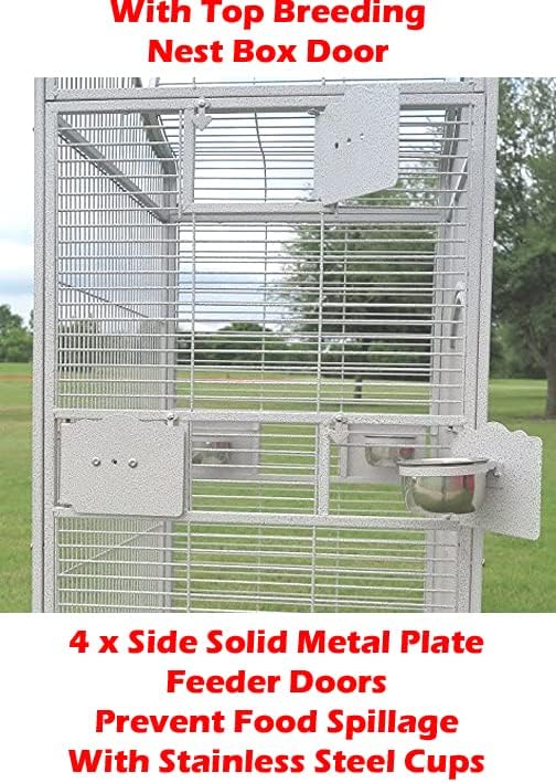 2 Color, Extra Large Wrought Iron Dome Top for Macaw Goffin's Cockatoo Cockatiels African Grey Amazon Parrots Green Cheek Conures Caique Bird Cage with Rolling Stand