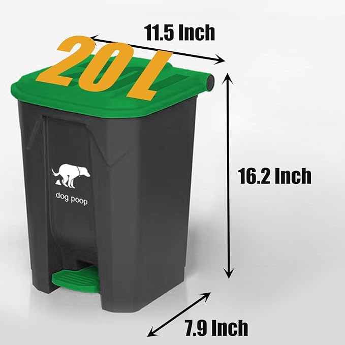 6Pack - Large Dog Pooper Scooper for yard - 20L Step Dog Poop Trash Can Outside - Pet Waste Container Outdoor with Removable Inner Bin - 28" Pooper Scooper & Long Handle Metal Tray&Rake & 50 Waste Bag