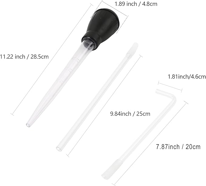 2 Set Manual Fish Tank Cleaning Tools with Extension Pipe and L Shaped Extension Pipe,30ml Aquarium Water Changer,28.9 Inches Siphon Dropper for Fish Bowl Waste Remover,Coral Feeder(Black)