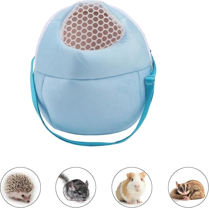 Pet Carrier Backpack for Small Animals, Travel Handbag for Cat, Puppy, Guinea Pig, Hedgehog, Hamster (Blue, Large)
