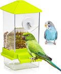 BNOSDM No Mess Automatic Bird Feeder Anti-Splash Bird Feeder Acrylic Transparent Food Container Parrot Cage Accessories for Parakeets Budgies Lovebirds Cockatoos Conures Finches (Green)
