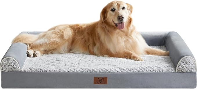 WNPETHOME Orthopedic Dog Bed for Large Dogs – XL Washable Pet Bed with Waterproof Cover, Bolstered Sides & Anti-Slip Base – Premium Plush Dog Couch for Indoor Use, Comfort & Joint Relief