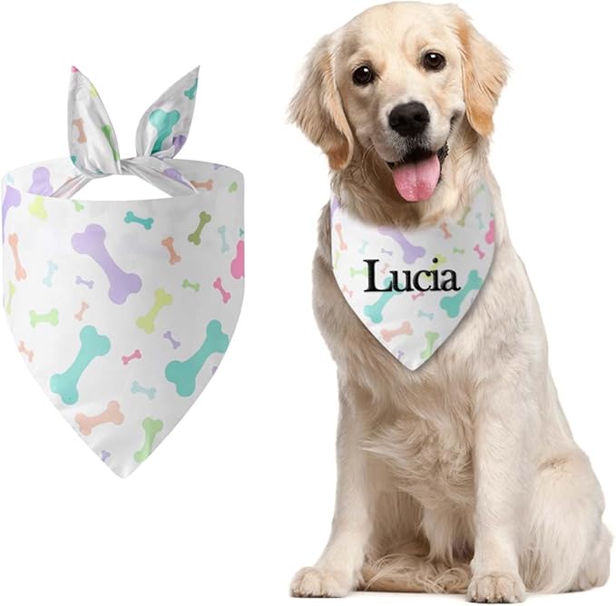 Personalized Dog Bandana Easter Custom Pet Scarf with Embroidered Name Pet Custom Accessories for Small Medium Large Dogs Cats Pets Birthday Gift