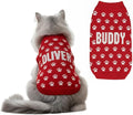 Custom Pet Knit Sweater with Name Personalized Dog Cat Outfit Paw Pattern Winter Warm Clothing for Puppies Kittens Holiday Birthday Gift Keepsake Comfortable Everyday Wear
