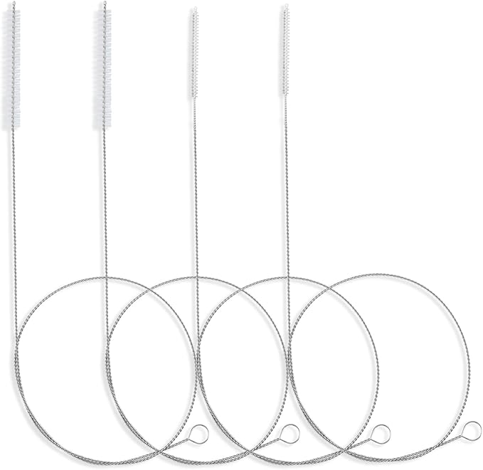 40 Inches Brush Cleaner for Cleaning Straw, Kegerator, Feeding Tube, Siphon Hose, Sunroof Drain, Refrigerator Drain, 4PCS (White)