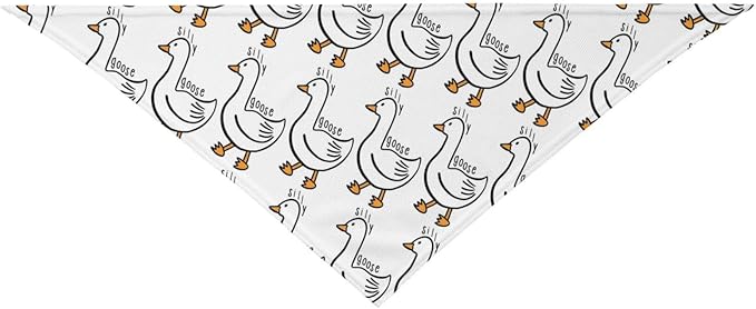 Silly Goose on The Loose Triangle Dog Bandana,Summer Bandana Funny Triangle Dogs Scarf Handkerchief Soft Adjustable Puppy Bandanas (White)