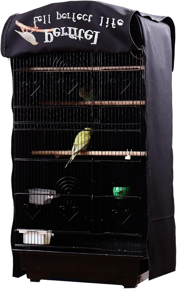 Bird Cage Cover(Black) Good Night Birdcage Cover Black-Out Birdcage Cover Durable Breathable Washable Material… (18.1Lx14.1Wx36H)