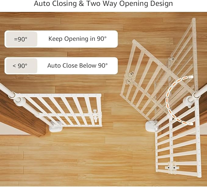 unipaws 86" High Extra Tall Cat Gate, Auto Closing and No Drilling Safety Gate for Doorway Hallway Stairs, Cat Dog Proof, Fit for 35"-51" Wide Opening, Indoor Use, White